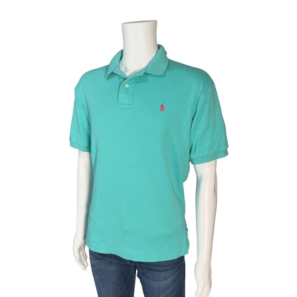 Polo Ralph Lauren‎ Polo Shirt Mens Large Teal Green Excellent Short Sleeve Pony